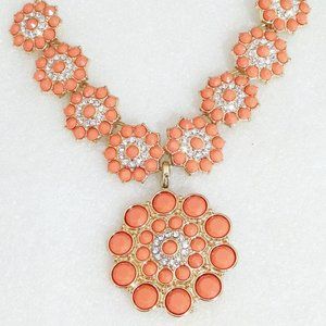 Premier Designs Peachy Keen Orange Gold Necklace w Removable Pendant/Pin NWT